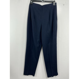 Womans Dress Barn Petites Straight Leg Dress Pants 6 P Navy Side Zip